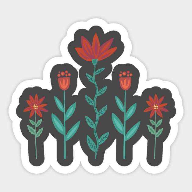 Folk Art Poinsettia Party Sticker by SWON Design